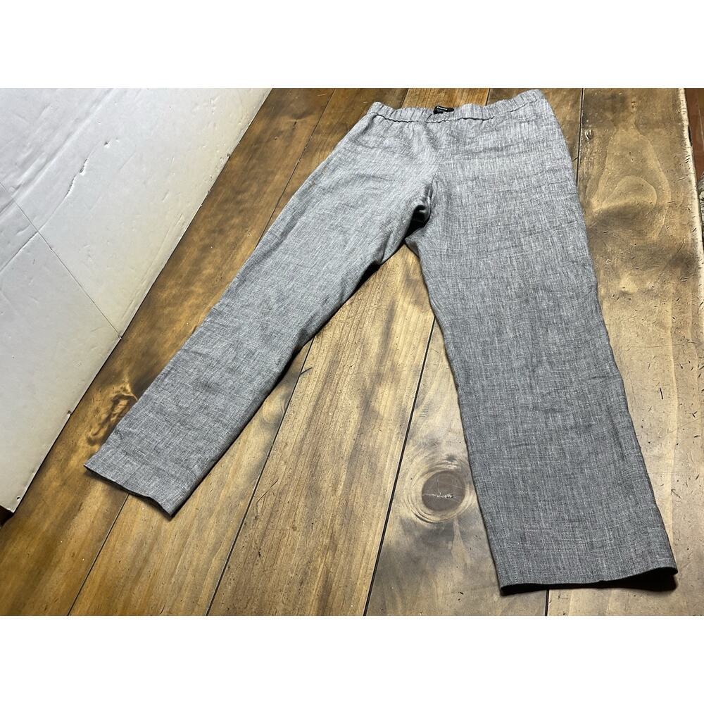 Theory Basic Pull On Pants Womens 4 Gray Linen Blend Straight Leg Casual Office